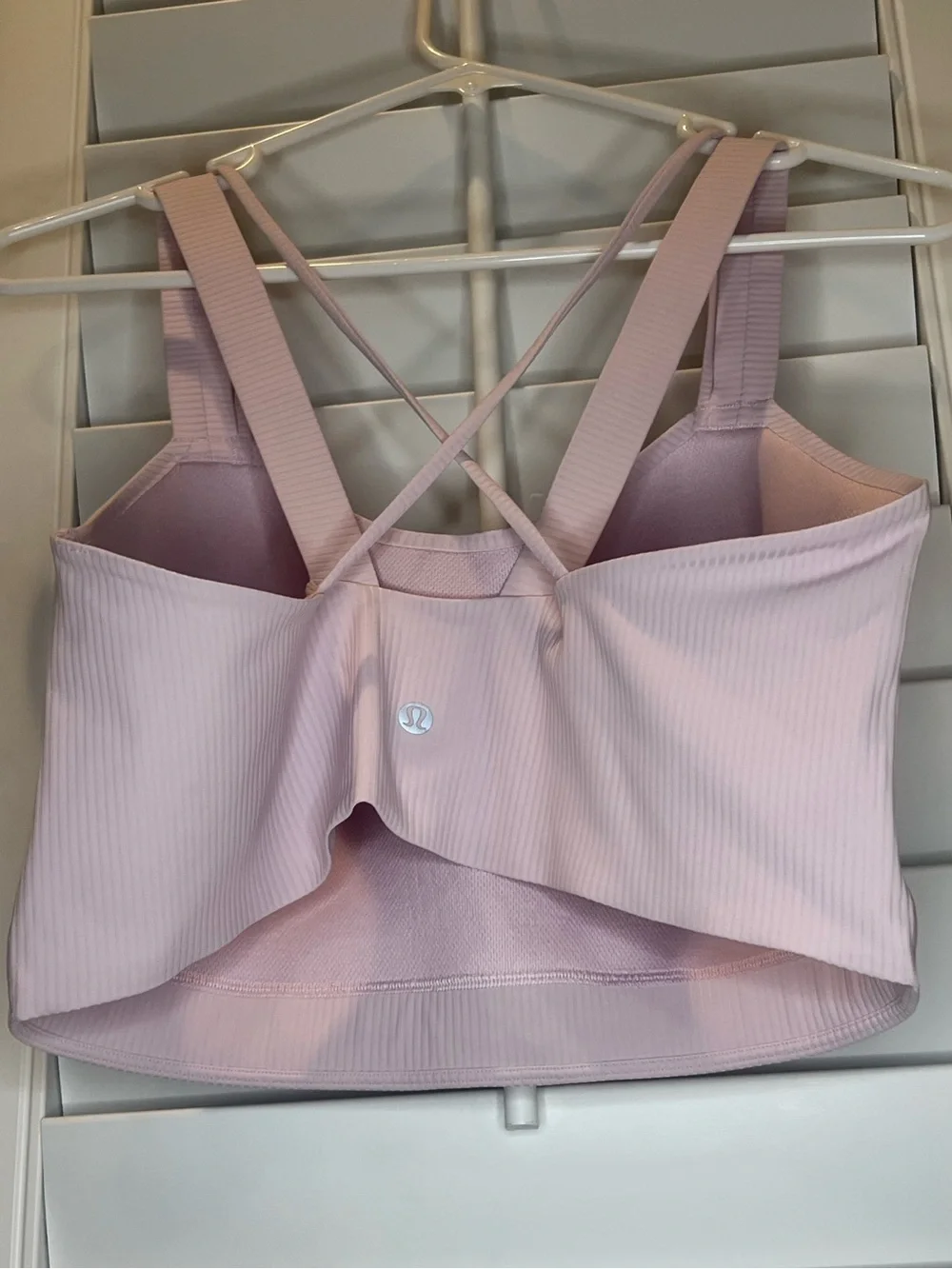Women’s Lululemon like a cloud longline Ribbed Meadowsweet Pink Sports Bra Top